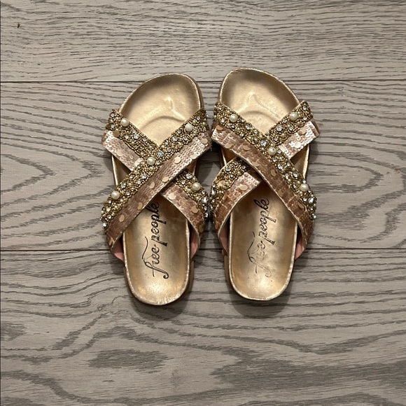 Fun, Elegant Rose Gold Embellished Sandals By Free People - Picture 2 of 4